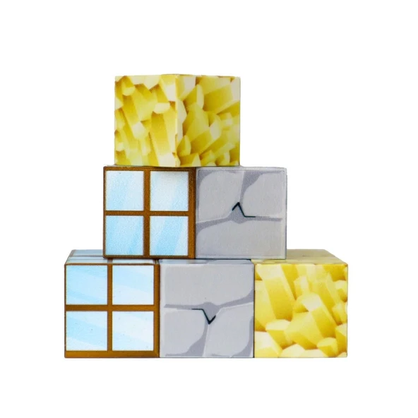Minecraft Pencere, Kaya ve Altın Desenli Blok Manyetik Lego Minecraft Manyetik Lego Minecraft Lego Megacraft Lego Seti M - Resim 3