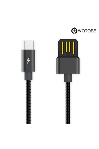Usb Type-c Çelik Spiralli Şarj Data Kablosu ürün görseli 1