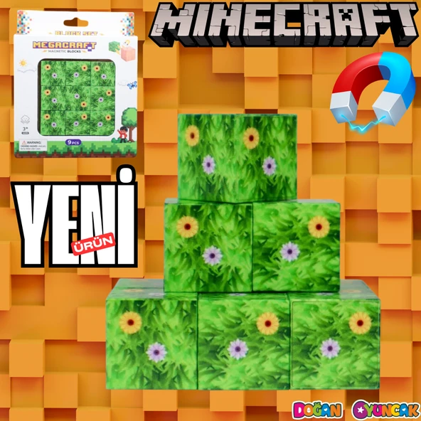Minecraft Çiçekli Çim Desenli Blok Manyetik Lego Minecraft Manyetik Lego Minecraft Lego Megacraft Lego Seti Megnetic Blo - 1