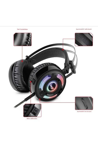 PG-R008 PS4-PS5-Nintendo Switch-Xbox Uyumlu PC LED Oyuncu Kulaklığı - Resim 5