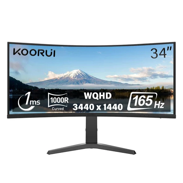 Koorui 1ms 165Hz 34" 3440x1440 WQHD Curved Gaming Monitör 34E6UC