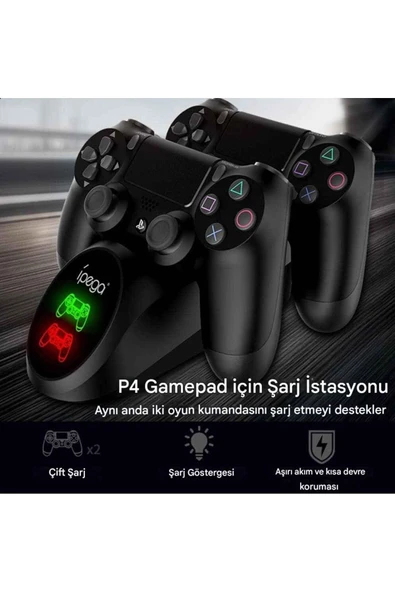 Playstation 4 İpega Oyun Kolu İkili Ledli Hızlı Şarj İstasyonu PG-9180 - Resim 6