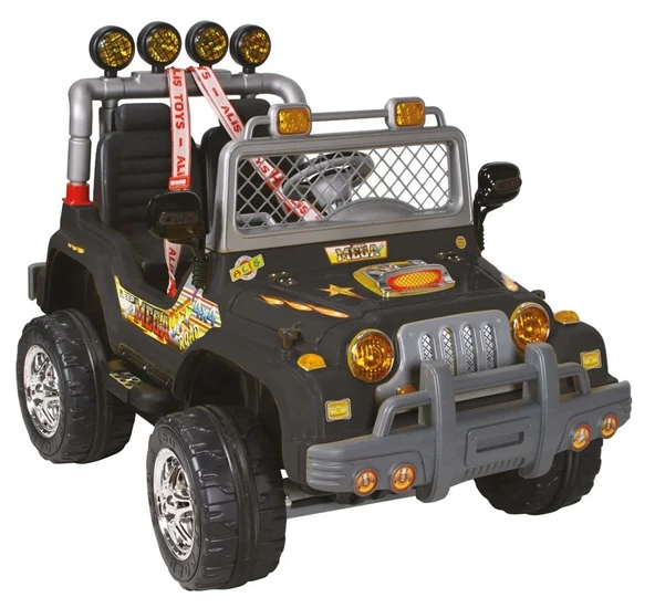 Kumandalı Çift Kişilik Mega Akülü Araba Siyah - 12 Volt İki Kişilik Akülü Araba Akülü JEEP - Mega Off Road Turbo Jeep - Resim 2