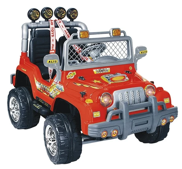 Kumandalı Çift Kişilik Mega Akülü Araba Kırmızı - 12 Volt İki Kişilik Akülü Araba Akülü JEEP - Mega Off Road Turbo Jeep - Resim 2