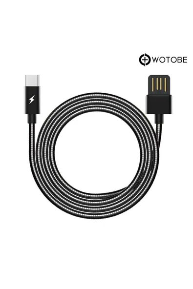 Usb Type-c Çelik Spiralli Şarj Data Kablosu - Resim 2