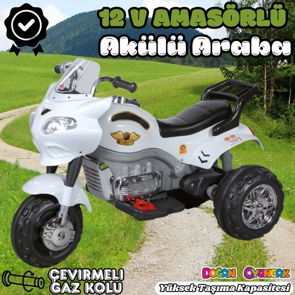Amortisörlü Akülü Turbo GoWay Motosiklet Beyaz - Aliş GoWay Motorsiklet 12 Volt Akülü Motor - Aliş Go Way Motor - 1