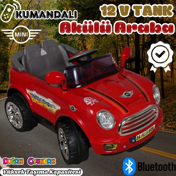 Kumandalı Mini Cooper Akülü Araba Kırmızı - Kumandalı 12 Volt Tek Kişilik Akülü Araba Akülü JEEP - Turbo Coupe Akülü Ara ürün görseli