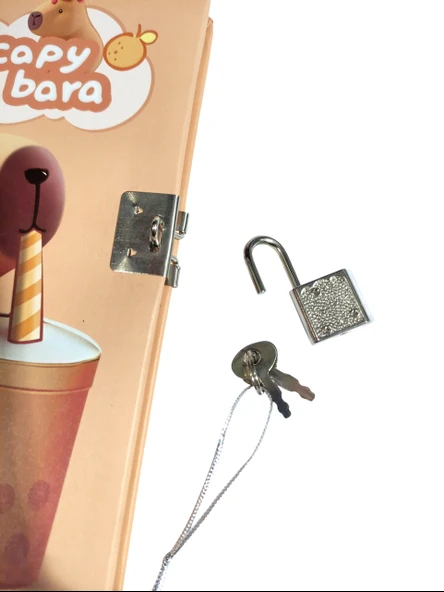Capybara Hatıra Defteri (Günlük) Kilitli Defter 80 yaprak - Bubble tea - 2