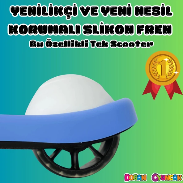 Lupa Katlanabilir Işıklı 3 Tekerlekli Mavi Scooter - Işıklı Scooter - Slikon Teker Scooter - Çocuk Scooter - İttir Git - 5