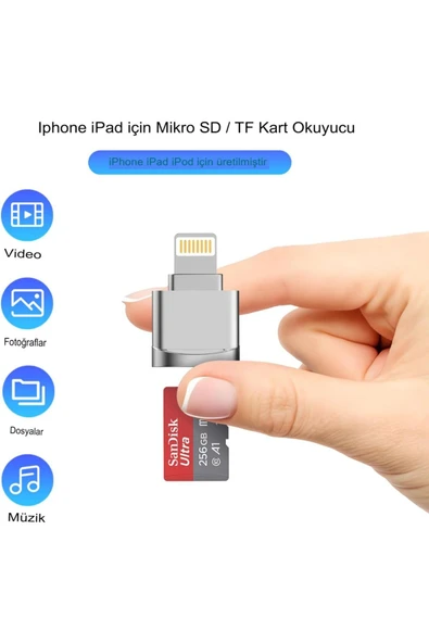 iPhone iPad Micro SD Kart Okuyucu, [Apple MFi Sertifikalı] Lightning - Micro SD/TF Kart Okuyucu - Resim 2