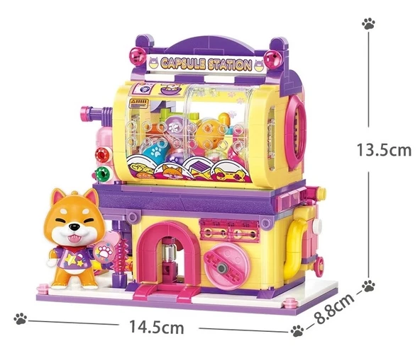 Mikro Blok Shiba Inu Gashapon Machine Kapsül Oyuncak Dükkanı 435 Parça - Lego Setleri - Keeppley Mini Lego - Keeppley Le - 2