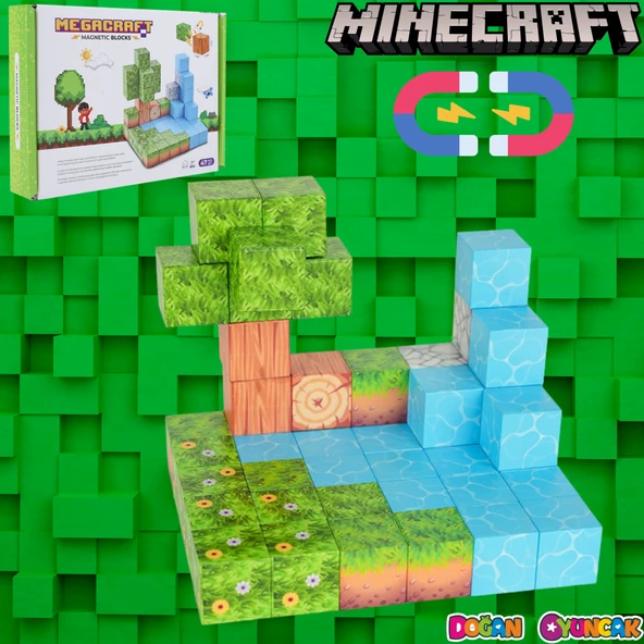 Minecraft Orman Temalı 47 Parça Manyetik Lego Minecraft Manyetik Lego Minecraft Lego Megacraft Lego Seti Megnetic Blocks ürün görseli