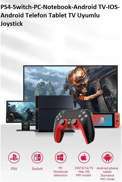 Kablosuz Wireless Ps4 Android Apple Switch Pc Uyumlu Six-axis Oyun Kolu Joystick - Resim 7