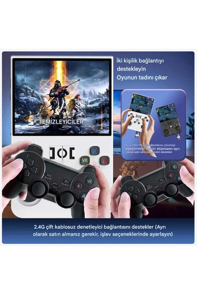 R36PRO Retro Video Oyun Konsolu Linux Sistemi 3.5 Inç IPS Ekran 64 GB Taşınabilir El Konsolu - Resim 9