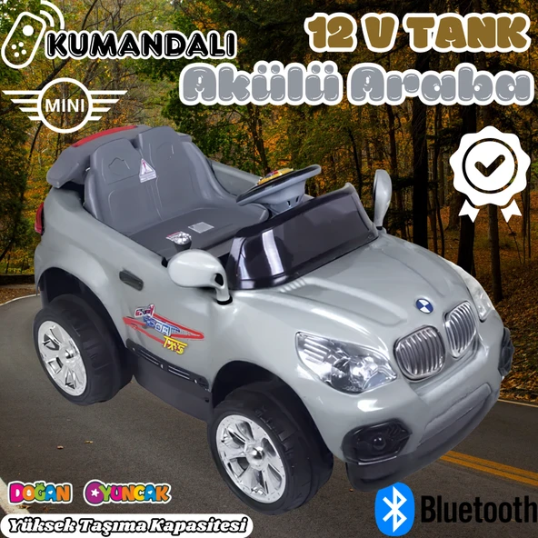 Kumandalı Mini Cooper Akülü Araba Gri - Kumandalı 12 Volt Tek Kişilik Akülü Araba Akülü JEEP - Turbo Coupe Akülü Araba ürün görseli