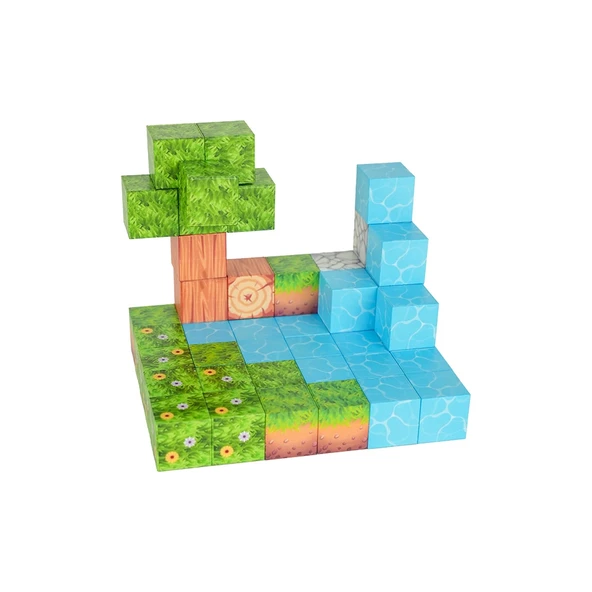 Minecraft Orman Temalı 47 Parça Manyetik Lego Minecraft Manyetik Lego Minecraft Lego Megacraft Lego Seti Megnetic Blocks - Resim 4