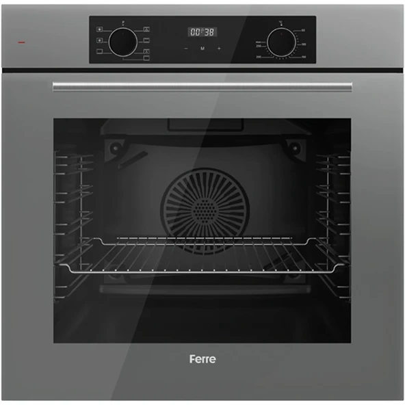 Ferre FlowArt QBL63CPR - SS208 - D079 7 Prog. Dijital Turbo Ankastre Set - Gri - 2