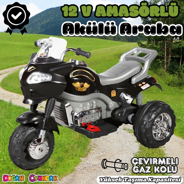 Amortisörlü Akülü Turbo GoWay Motosiklet Siyah - Aliş GoWay Motorsiklet 12 Volt Akülü Motor - Aliş Go Way Motor ürün görseli