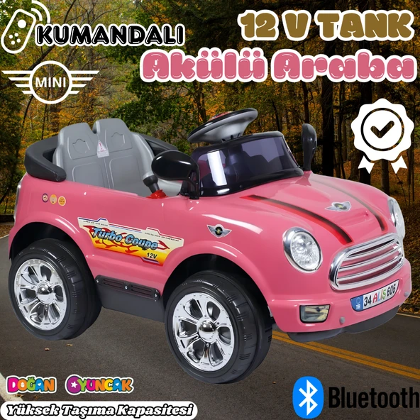Kumandalı Mini Cooper Akülü Araba Pembe - Kumandalı 12 Volt Tek Kişilik Akülü Araba Akülü JEEP - Turbo Coupe Akülü Araba ürün görseli