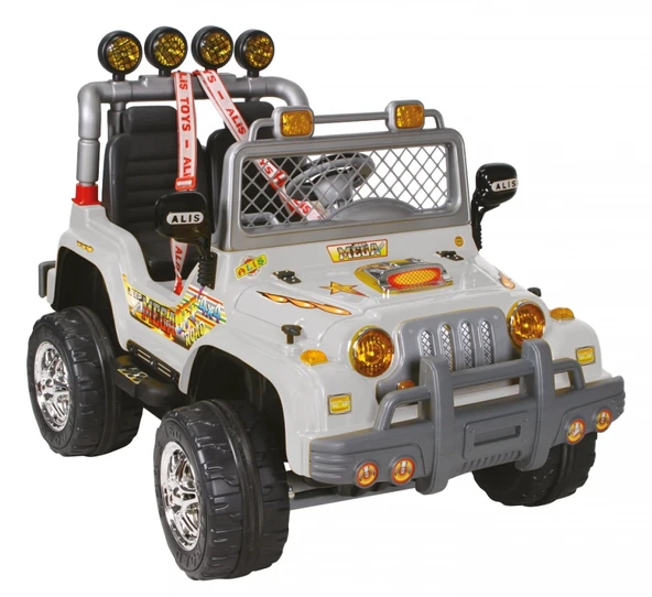 Kumandalı Çift Kişilik Mega Akülü Araba Gri - 12 Volt İki Kişilik Akülü Araba Akülü JEEP - Mega Off Road Turbo Jeep - Resim 2