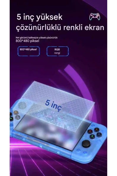 RG50XX Retro Oyun Konsolu,5 İnç HD IPS Ekran,Çift Joystick,64GB Kart,Linux Sistem,HD TV Out Konsol - Resim 5