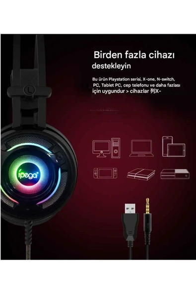 PG-R008 PS4-PS5-Nintendo Switch-Xbox Uyumlu PC LED Oyuncu Kulaklığı - Resim 6