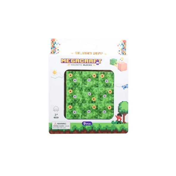 Minecraft Çiçekli Çim Desenli Blok Manyetik Lego Minecraft Manyetik Lego Minecraft Lego Megacraft Lego Seti Megnetic Blo - 3