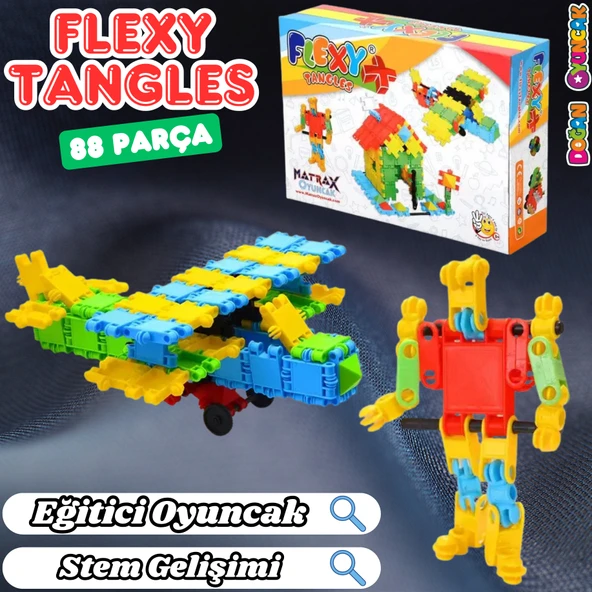 Flexy Tangles Blok Oyunu 88 Parça - Oyuncak Lego Seti - Birbirine Geçmeli STEM Lego Seti - Eğitici Oyuncak ürün görseli