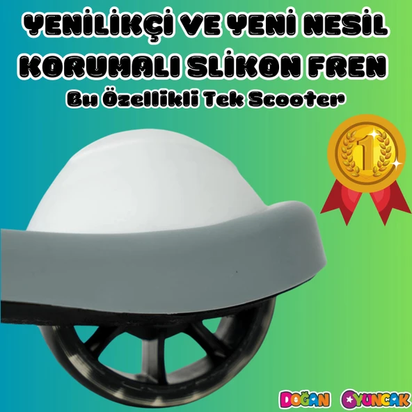 Lupa Katlanabilir Işıklı 3 Tekerlekli Gri Scooter - Işıklı Scooter - Slikon Teker Scooter - Çocuk Scooter - İttir Git - 5