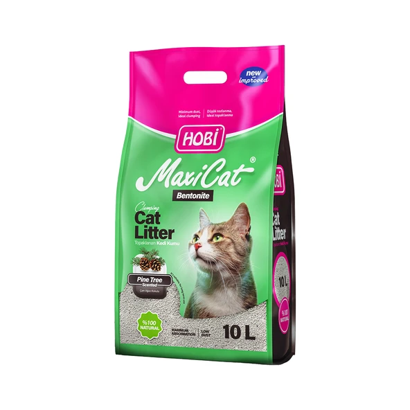 Hobi MaxiCat Çam Kokulu Bentonit Kedi Kumu 10 L - 1