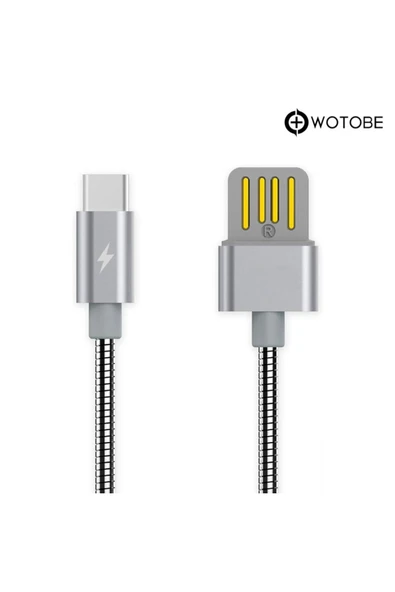 Usb Type-c Çelik Spiralli Şarj Data Kablosu - Resim 4