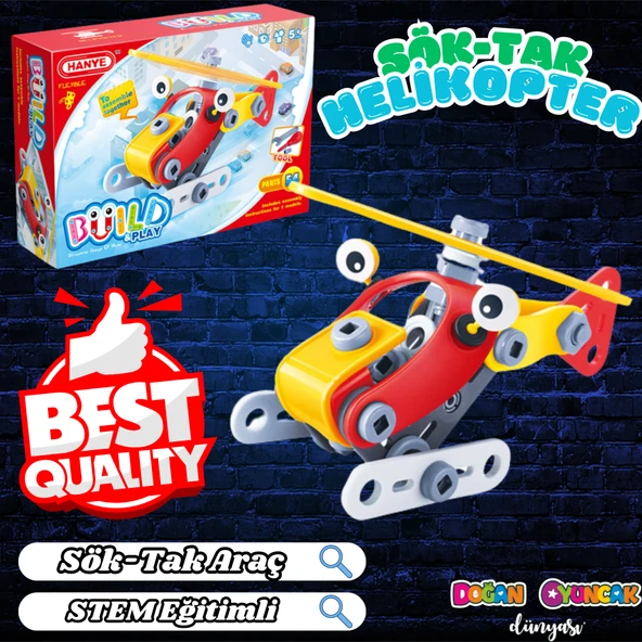 Hanye Sök-Tak Helikopter Modeli 2 - Oyuncak Söktak Helikopter Modeli - Lego Setleri - Oyuncak Helikopter - 1
