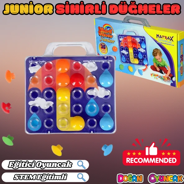 Junior Sihirli Düğmeler Oyunu - Oyuncak Sihir Düğmeler - Renkleri Yerine Yerleştirme Oyunu Resim Oyunu ürün görseli
