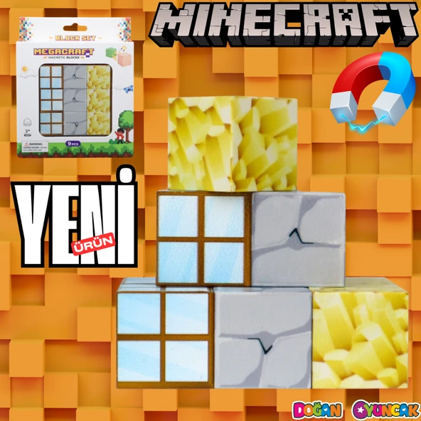 Minecraft Pencere, Kaya ve Altın Desenli Blok Manyetik Lego Minecraft Manyetik Lego Minecraft Lego Megacraft Lego Seti M ürün görseli