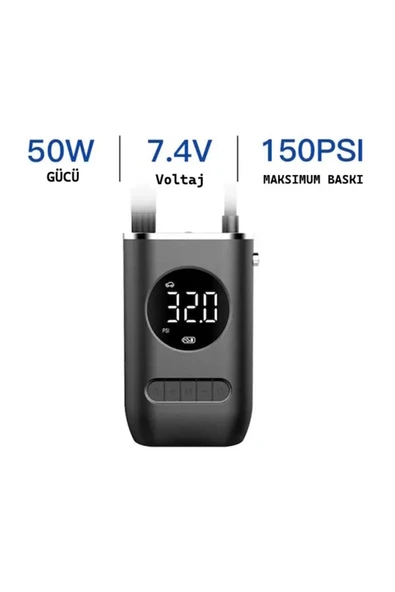 Taşınabilir Şarjlı 150PSI Hava Pompası - Resim 4