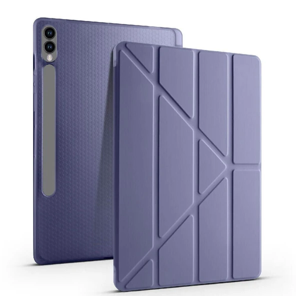 Samsung Galaxy Tab S9 FE X510 11 İnç Katlanabilir Kalemlikli Standlı Akıllı Kılıf  Lavanta