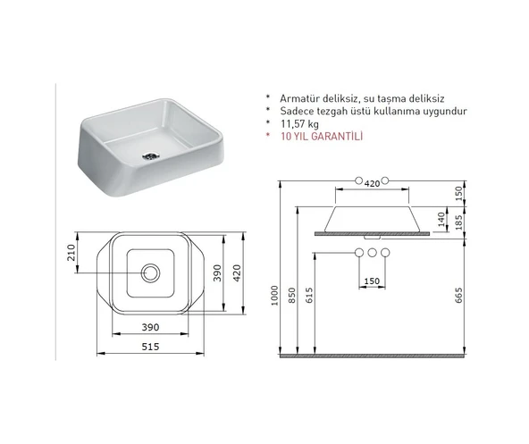 Bocchi Firenze Çanak Lavabo Mat Antrasit 1005-020-0125 - Resim 2