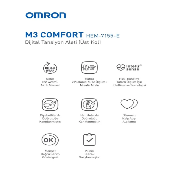 Omron M3 Comfort HEM-7155-E Intellisense Koldan Dijital Tansiyon Aleti - 2
