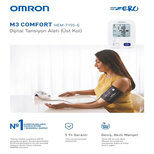 Omron M3 Comfort HEM-7155-E Intellisense Koldan Dijital Tansiyon Aleti - 3