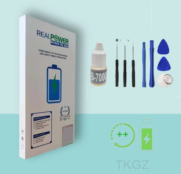 Tkgz - İphone 8G - Batarya Pil Sıfır Güçlendirilmİş + Tamir Seti + B-7000 - Realpower - 1