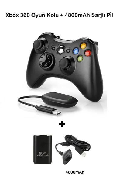 Xbox 360 Pc Uyumlu Kablosuz Analog Oyun Kolu Ve 4800mah Batarya Seti - Resim 2