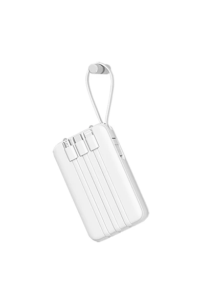 ENERX Powerbank 10000 Mah 2.0 Amper Dahili Kablolu Enr-p10dc Beyaz - Resim 4