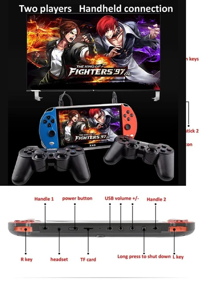 X40 7'inç 16GB Hafıza 3000 Oyunlu HD Retro Video Oyun Konsol - Resim 4