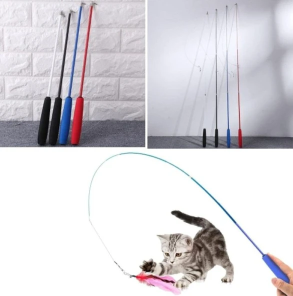 Teleskopik Zilli ve Tüylü Kedi Oyuncağı ürün görseli