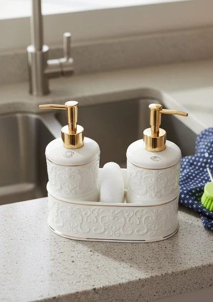 Mundo Porselen Sıvı Sabunluk Seti - 2x300 ML - 2