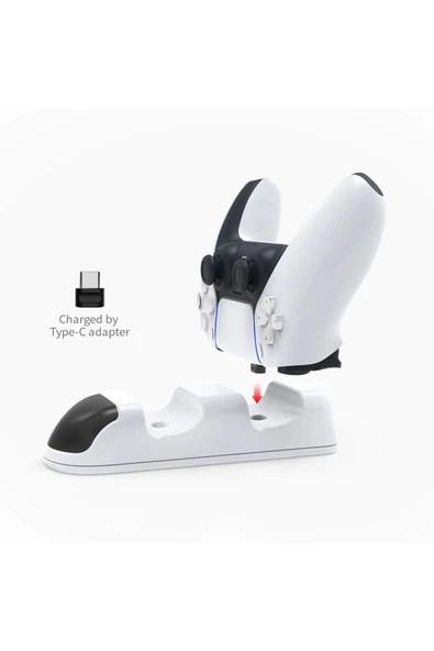 Tp5-0506 Led Göstergeli Çiftli Ps5 Playstation 5 Manyetik Şarj Standı - Resim 10