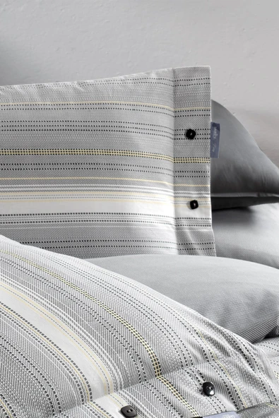 Greta Gri Çift Kişilik %100 Pamuk Poplin Çift Taraflı Nevresim Takımı - 5