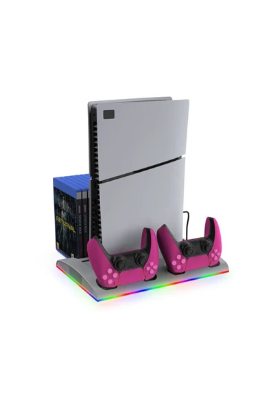 TP5-3570 Multi Fonksiyonel PS5 Slim/ PS5 Dijital RGB Işıklı Soğutma ve Şarj İstasyonu - Resim 3