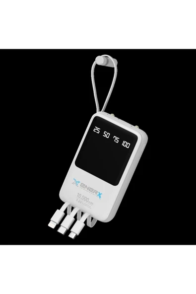 ENERX Powerbank 10000 Mah 2.0 Amper Dahili Kablolu Enr-p10dc Beyaz - Resim 5