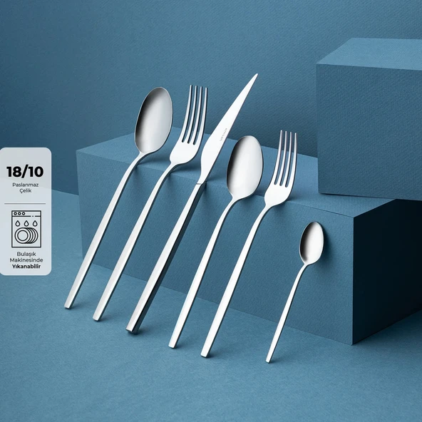 Emsan Evelyn 72 Parça 12 Kişilik Çatal Kaşık Bıçak Takımı Lüks Kutulu